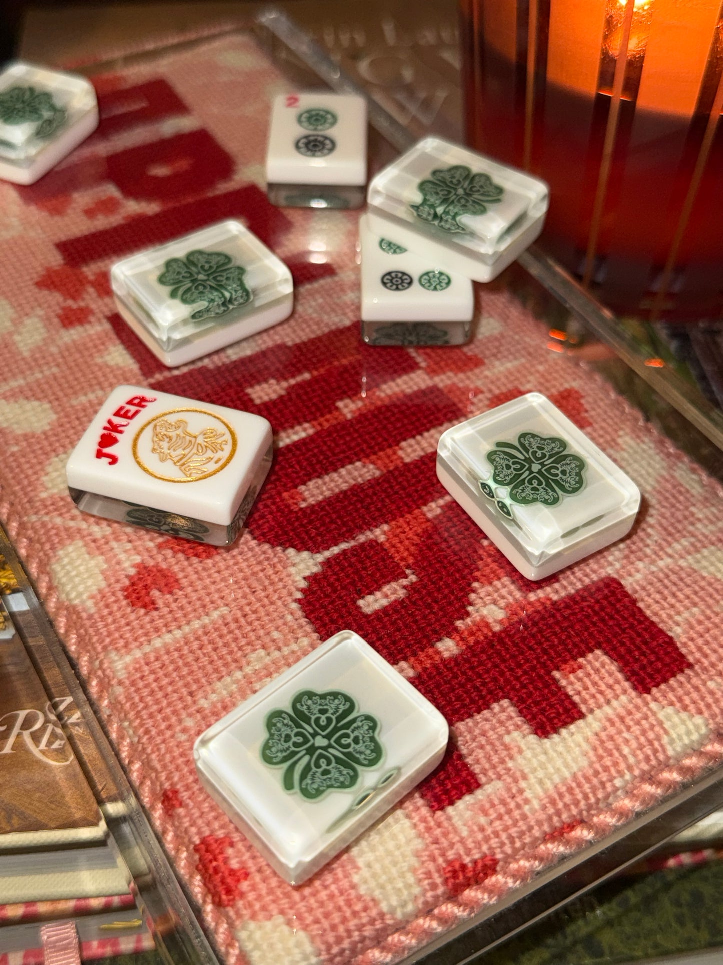 House Clovers: Classic American Mahjong Tile Set with Signature Clover Logo