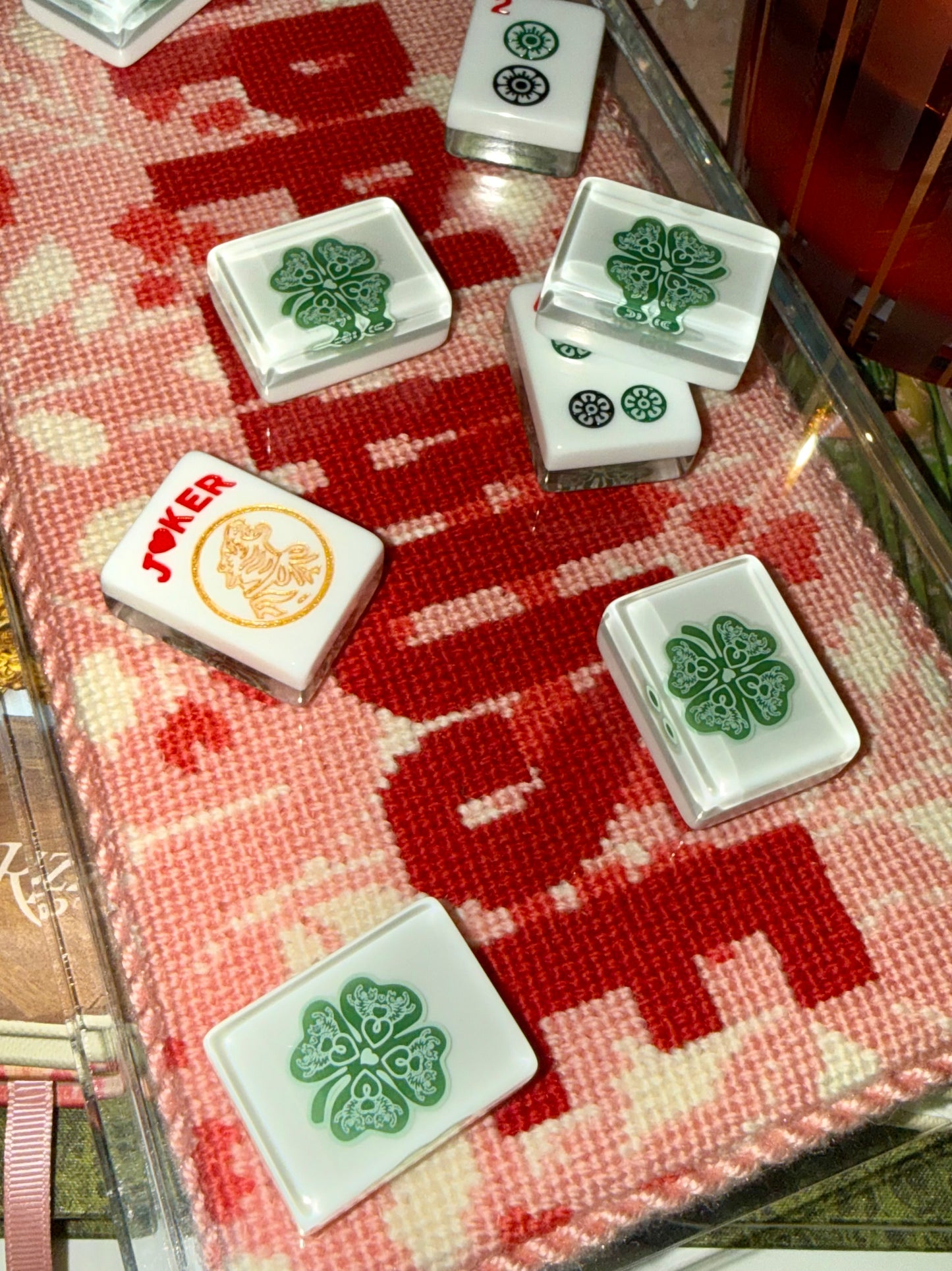 House Clovers: Classic American Mahjong Tile Set with Signature Clover Logo