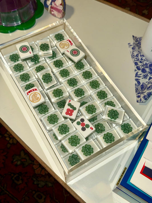 House Clovers: Classic American Mahjong Tile Set with Signature Clover Logo