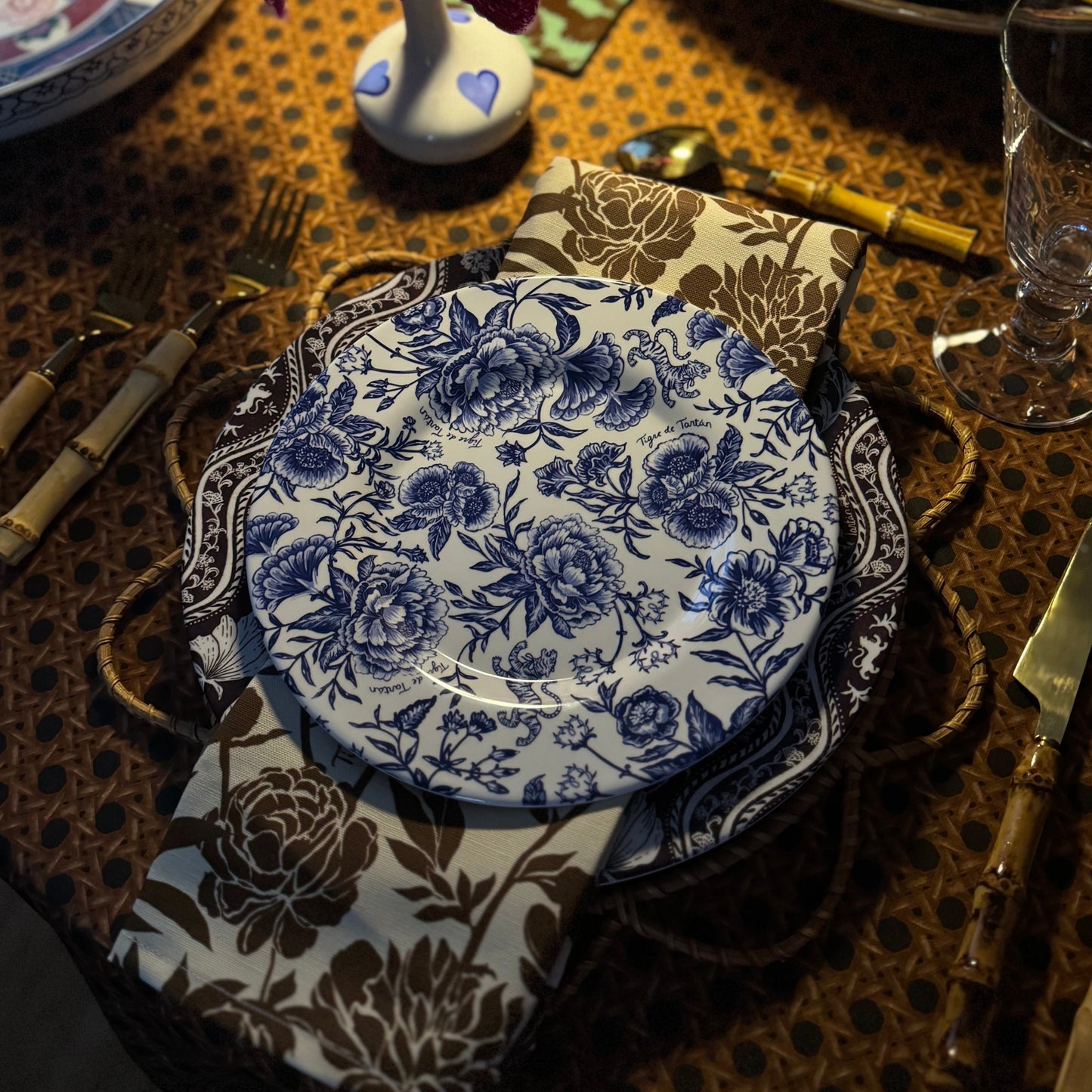 8" Melamine Salad/Dessert Plate, CHINOISERIE GARDEN BLEU, Set of 4