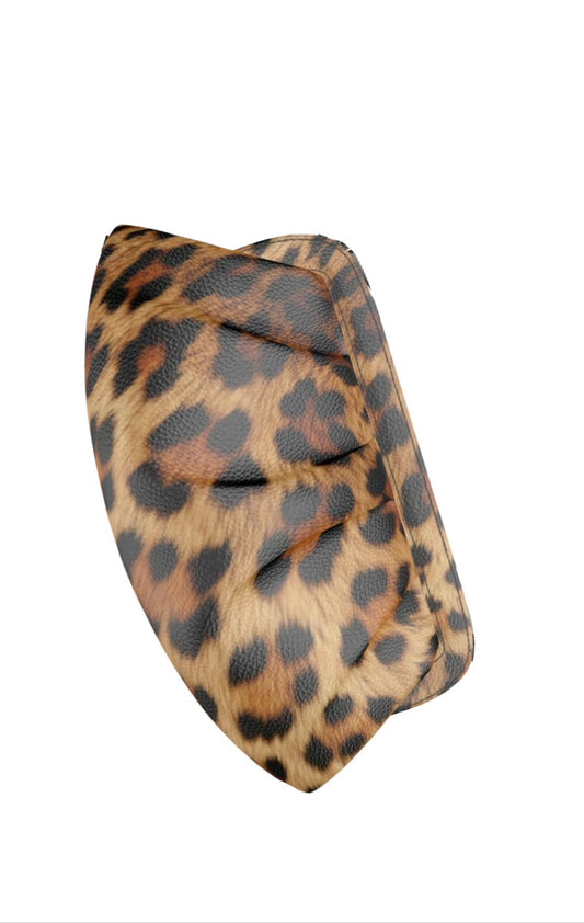 Nappa Leather Evening Clutch, PRINTED LEOPARD FUR