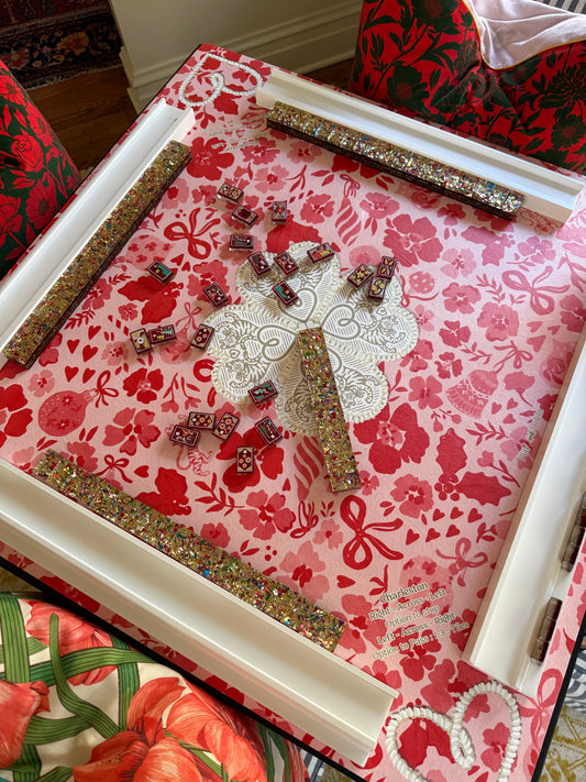 Mahjong Mat, DITSY CHRISTMAS, MARASCHINO [W/ RULES]