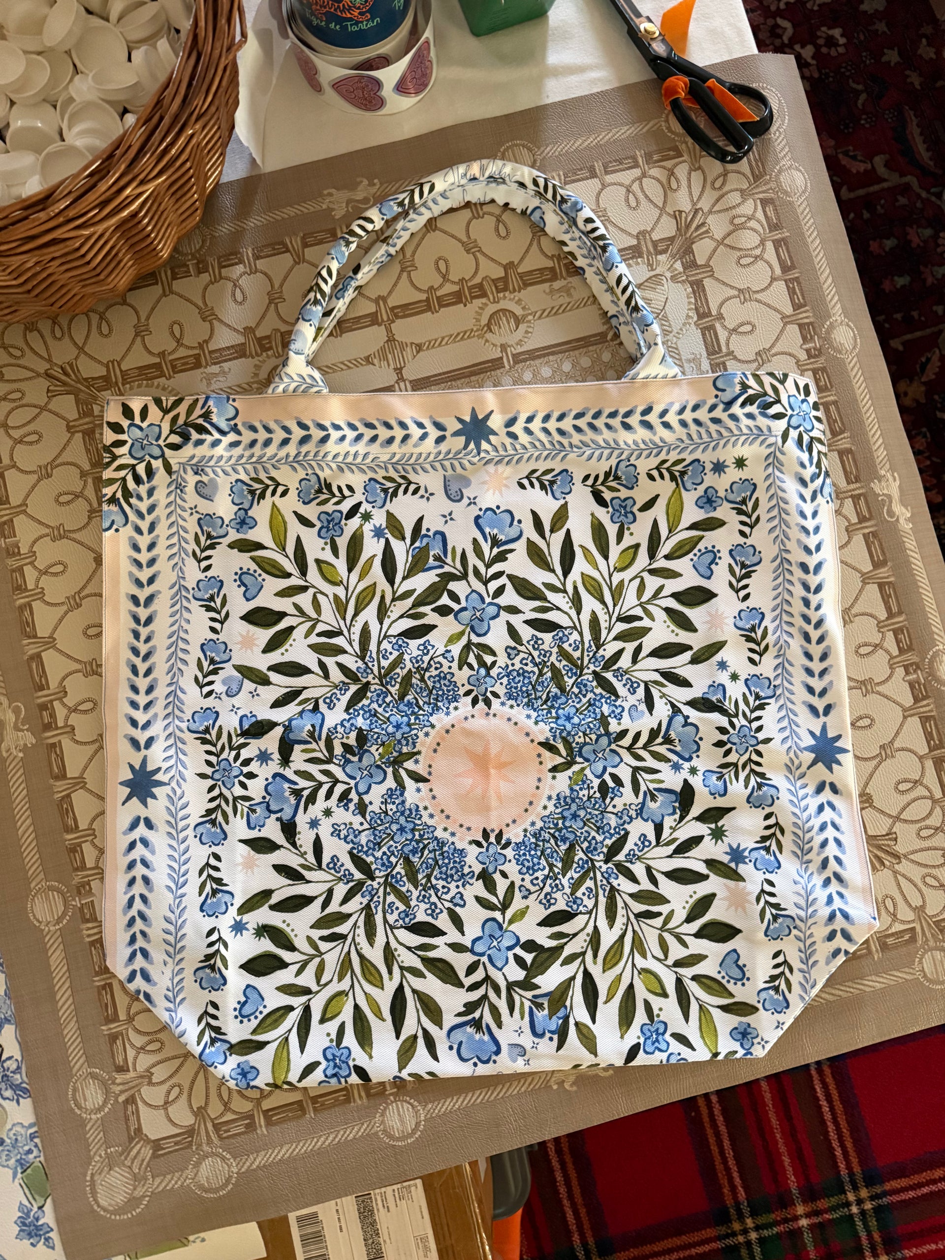 HOLY MAHJ x Tigre de Tartán Jumbo Slouchy Denim Tote, Bluest Blooms HOLY MAHJ x Tigre de Tartán Jumbo Slouchy Denim Tote, Bluest Blooms