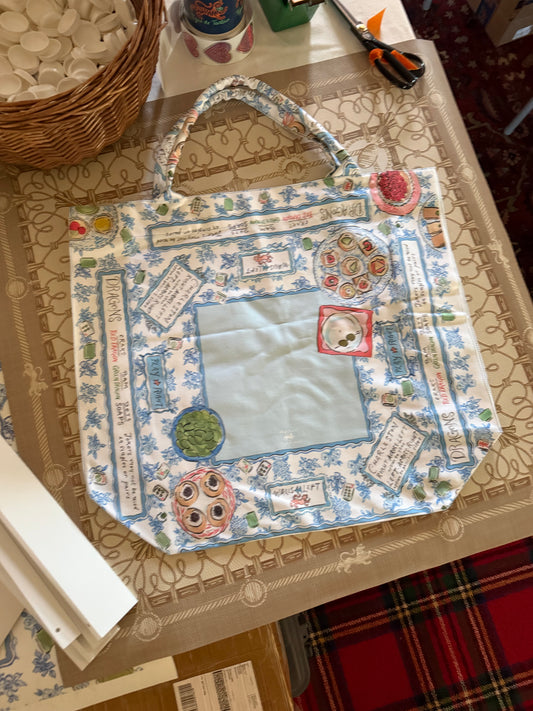 Paige Spearin Jumbo Slouchy Denim Tote, "Mahj and Martinis"