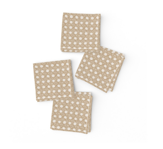 Set of 4 Premium Cocktail Napkins, CANNAGE BLONDE