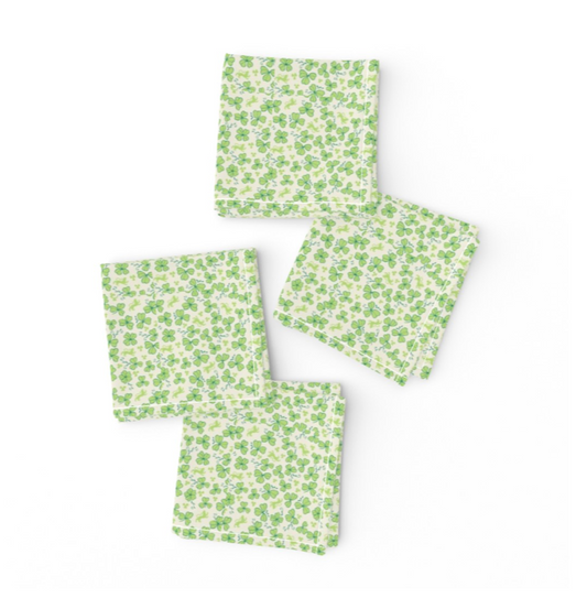 Set of 4 Premium Cocktail Napkins, CLOVER