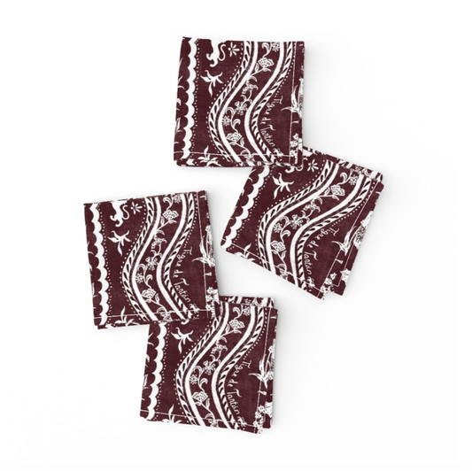 Set of 4 Premium Cocktail Napkins, Domino Oxblood