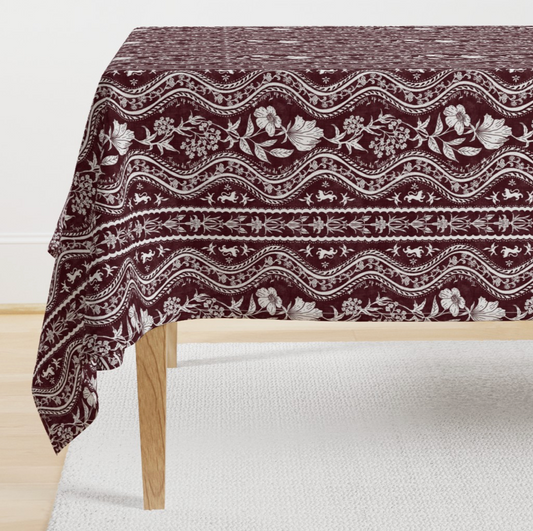 Sateen Cotton Tablecloth, Domino Oxblood