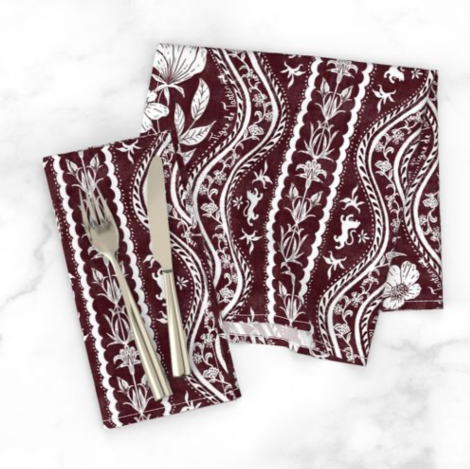 Set of 2 Premium Dinner Napkins, Domino Oxblood