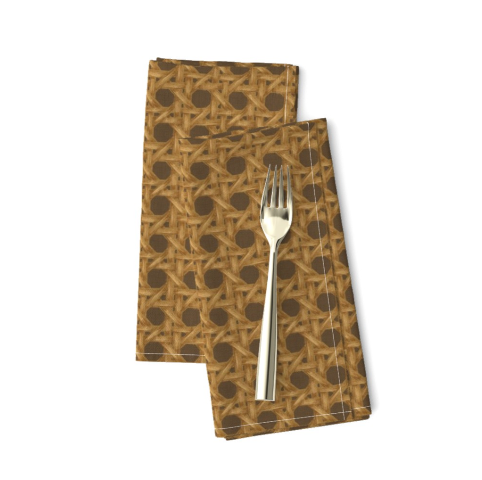 Set of 2 Premium Dinner Napkins, Cannage Brun