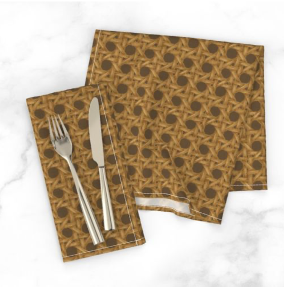 Set of 2 Premium Dinner Napkins, Cannage Brun