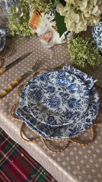 8" Melamine Salad/Dessert Plate, CHINOISERIE GARDEN BLEU, Set of 6
