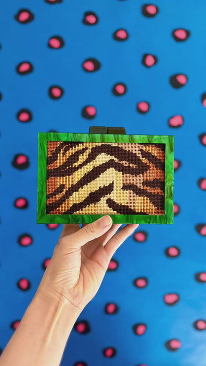 Self-Finishing Acrylic Clutch with Built-In Needlepoint Canvas