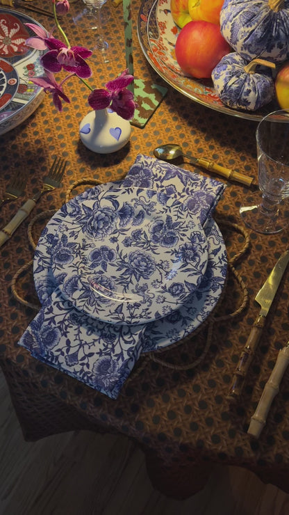 8" Melamine Salad/Dessert Plate, CHINOISERIE GARDEN BLEU, Set of 6
