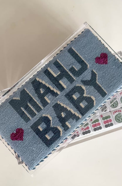Premium Acrylic Mahjong Tile Box – with Needlepoint Display Slot (*does not include needlepoint canvas)
