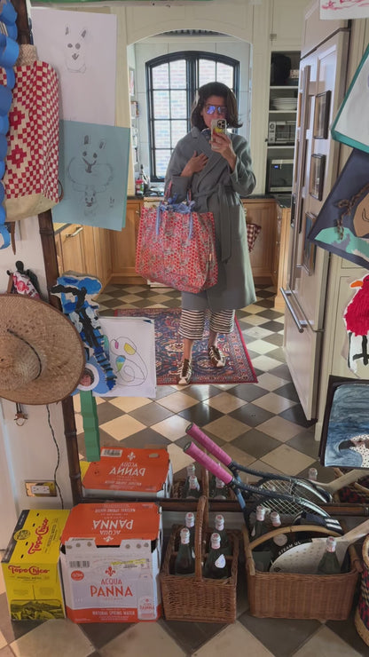 Paige Spearin Jumbo Slouchy Denim Tote, "Mahj and Martinis"
