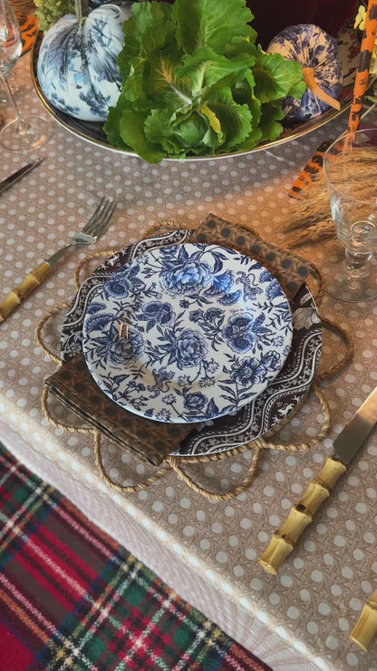 10” Melamine Dinner Plate, CHINOISERIE GARDEN BLEU, Set of 6