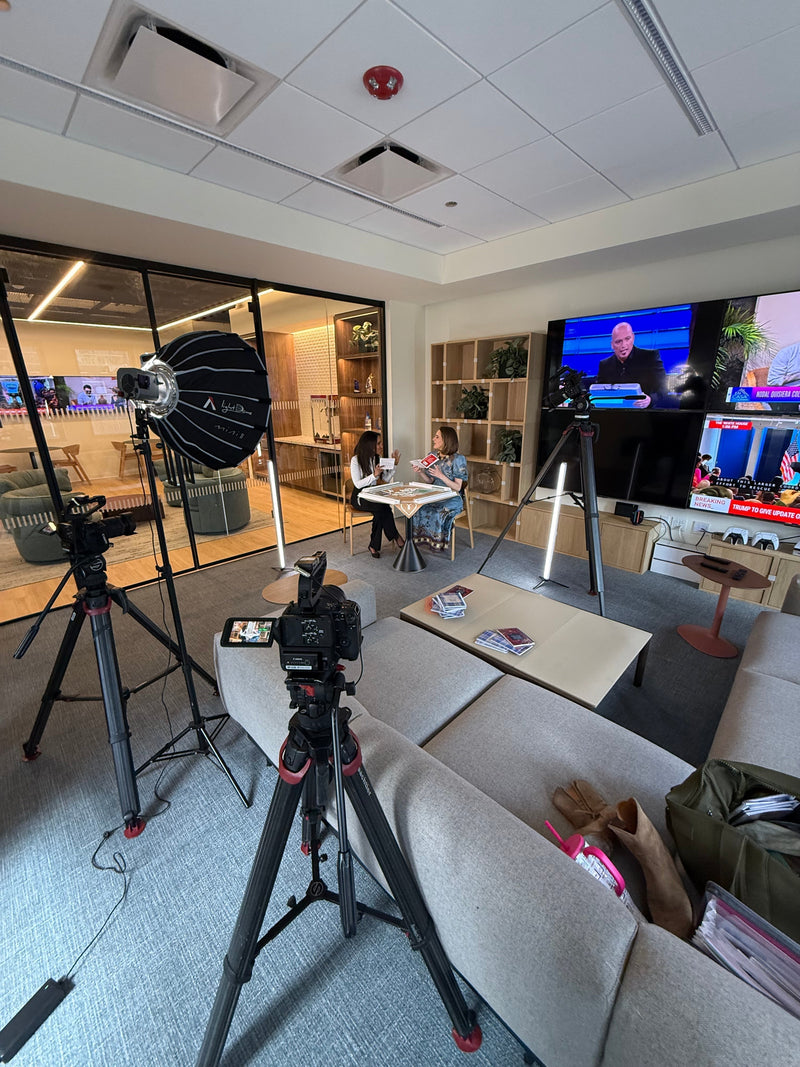 The NBC 5 Chicago Today studio, set up for the Tigre de Tartán segment
